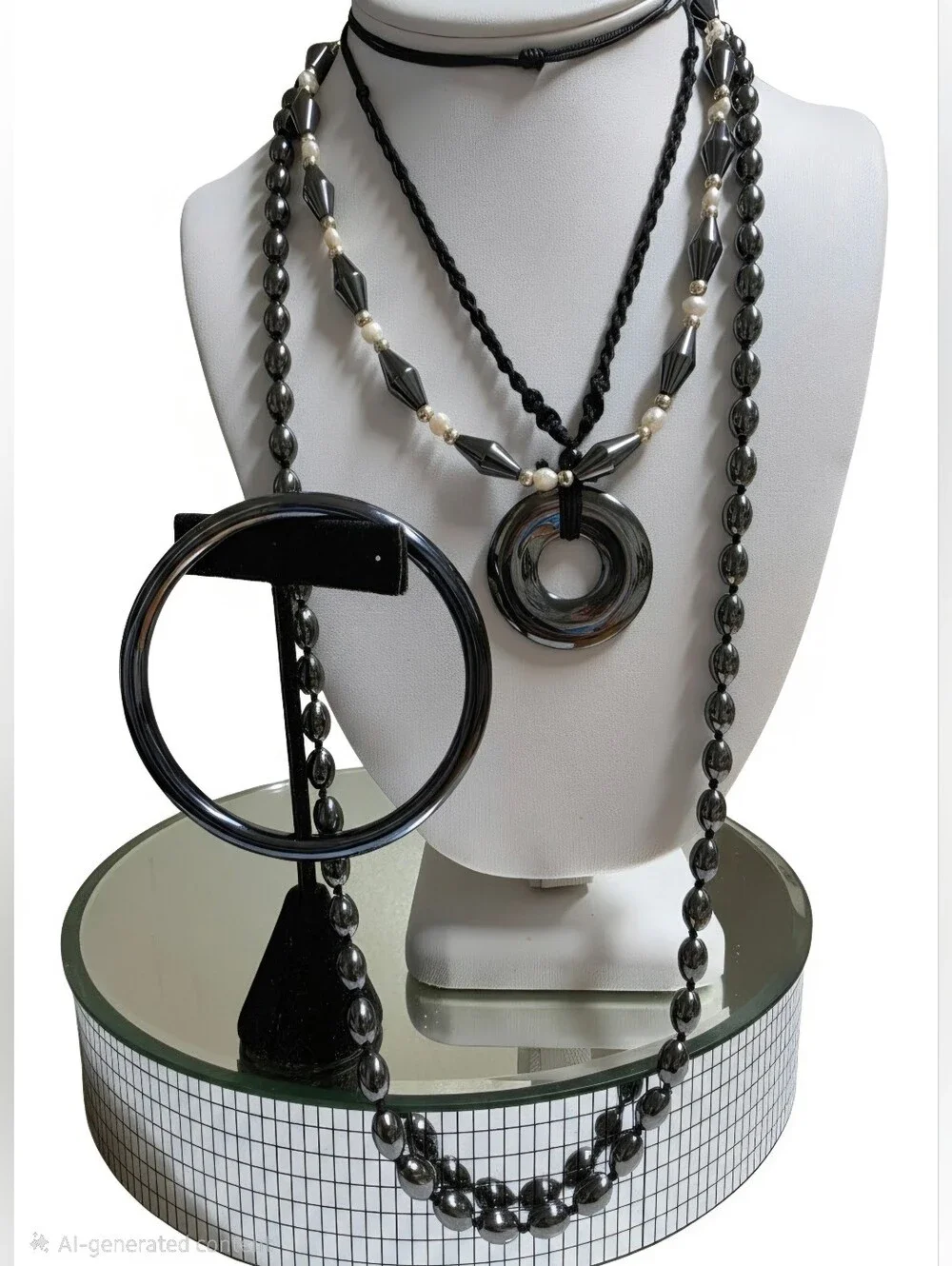 Black Hematite and Rice Pearl 4 Pc Bundle. - Picture 1 of 10